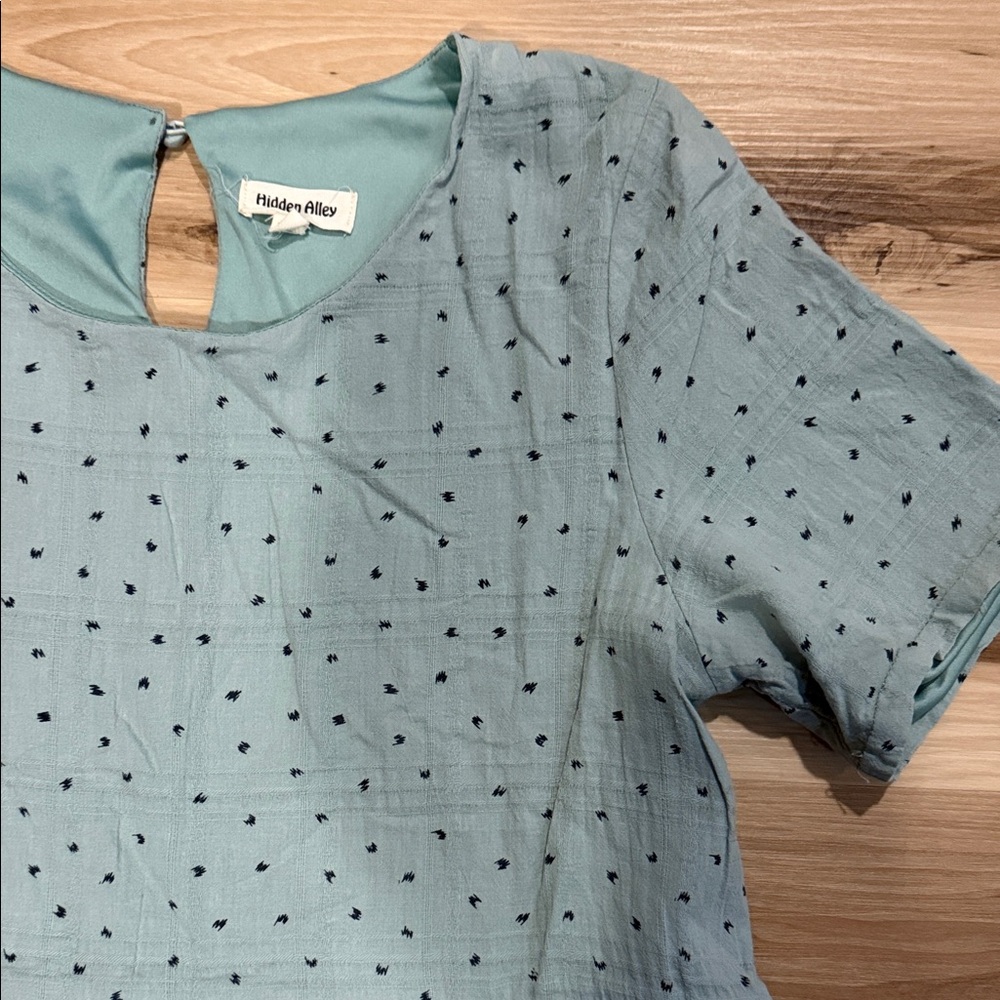 Hidden Alley  Light Blue dress with Navy Accents